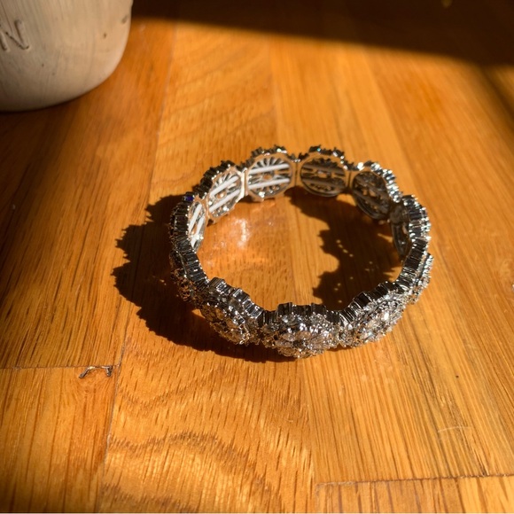 Super Sparkly Silver Cuff Bracelet CZ Pave Talbots Jewelry - Picture 3 of 13